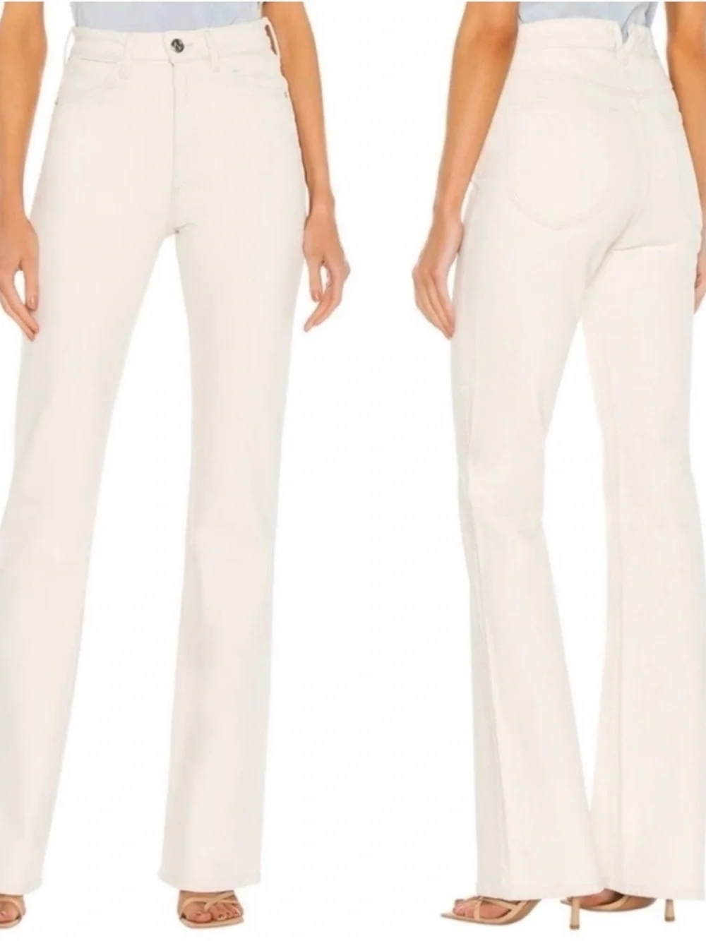 SPRWMN White High Rise Micro Flare Denim SZ 31 Designer Quiet Luxury NWT